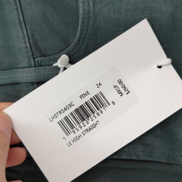 NEW Frame Le High Straight Cropped Jeans Pine Green 24 super stretch denim - Picture 7 of 14